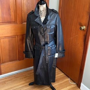 Wilsons Leather, Women’s M, Black Genuine Leather Trench Coat